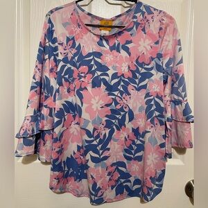 Ruby Red brand Women’s Pink/Blue 3/4 Long sleeves Blouse PM